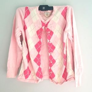 Barbiecore Pink Checkered Kids Girls Cardigan